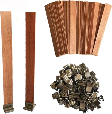 Produktbild von Kerzendocht Holzdochte 100 Stueck, mit Eisenstaender, umweltfreundlich, 13x130 mm