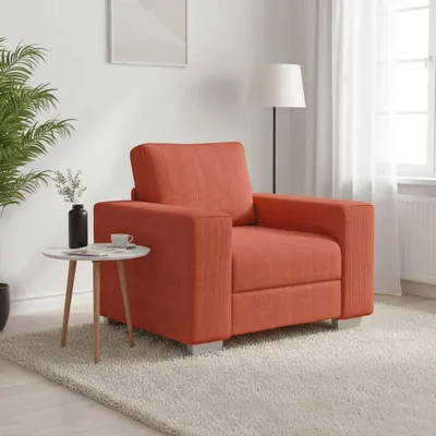 Produktbild von Sessel in Rot-Orange aus Cordstoff, 100x77x82 cm