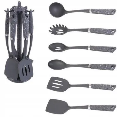 Produktbild von Kamille Küchenutensilien-Set 7-teilig, Hitzebeständig, Marmoroptik