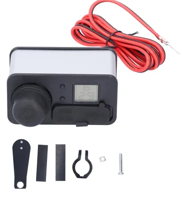 Produktbild von 12V Motorrad-Ladegerät USB Typ C Wasserdichter Handy-Netzteiladapter mit Zigarettenanzünder (Silber)