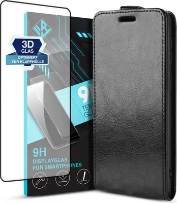 Produktbild von Handy Hülle für Huawei P30 Pro mit 9H Displayglas Displayschutz Plus Magnet Cover Case Klapphülle Schutzhülle Farbe: Schwarz
