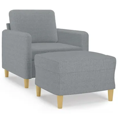 Immagine prodotto di Poltrona con Poggiapiedi Grigio Chiaro 60 cm in Tessuto