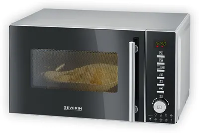 Produktbild von Mikrowelle Grill Heißluft SEVERIN MW 7773 3-in-1 20l Timer 9 Programme MW 7773 aus Edelstahl, schwarzsilber Mikrowelle Mit Grill Und Heißluftfunktion 3-in1 Mikrowelle Mikrowelle Minibackofen Mikrowellengerät Mikrowelle Mit Backofenfunktion Mikrowelle Mit Doppelgrill