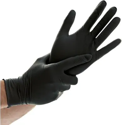 Productafbeelding van Hygostar 270858 Nitrilhandschuhe Power Grip schwarz Gr. 8/M puderfrei