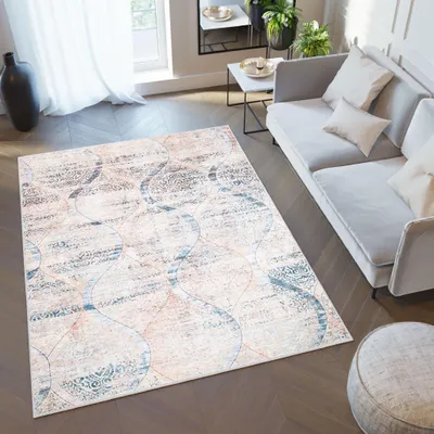 Immagine prodotto di Tappeto Tapiso TOSCANA Moderno Blu Beige Soggiorno OEKO-TEX 140 x 200 cm