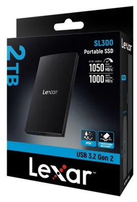 Produktbild von Lexar LSL300002T-RNBNG, 2 TB, USB Typ-C, 3.2 Gen 2 (3.1 Gen 2), 1050 MB/s, Schwarz