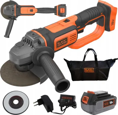 Zdjęcie produktu dla Black & Decker Winkelschleifer 18V 4.0Ah 125Mm + Akku + Ladegerät