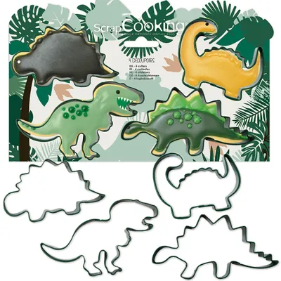 Immagine prodotto di 4 tagliabiscotti a forma di dinosauro