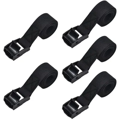 Image de Sangles de tension de 50 cm, capacité de 250 kg, en acier inoxydable, lot de 5, couleur noire