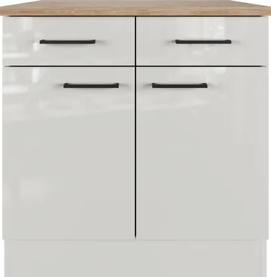 Obrázek produktu pro Kuchyňská skříňka spodní s šuplíkem a dvířky Flex Well Lund 80 x 60 x 85 cm světle šedá lesk kouřově šedá matný