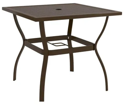 Image de Table de jardin - Résistante aux intempéries - 81,5 x 81,5 x 72 cm - Acier et polyester marron - Pour l'extérieur