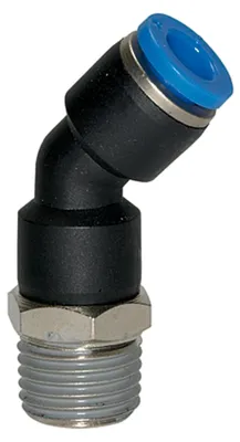 Produktbild von Riegler Steckverschraubung 45° »Blaue Serie«, drehbar, R 3/8 außen, Ø 6mm