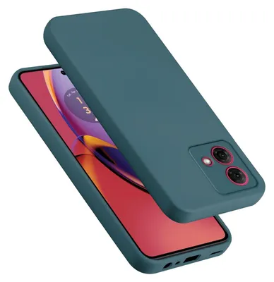 A teal silicone phone case is shown on top of a smartphone.