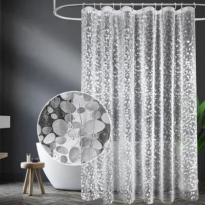 Immagine prodotto di Tenda da bagno - Tenda da bagno antimuffa - Tenda da bagno impermeabile - Tenda da bagno 180x200 - Tenda da bagno con motivo a ciottoli - Materiale PEVA - Adatta per appartamenti e bagni - 180*200 cm