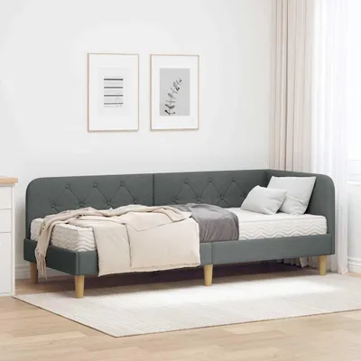 Image de Maison Exclusive - Cadre de lit d'angle gris foncé 80 x 200 cm tissu