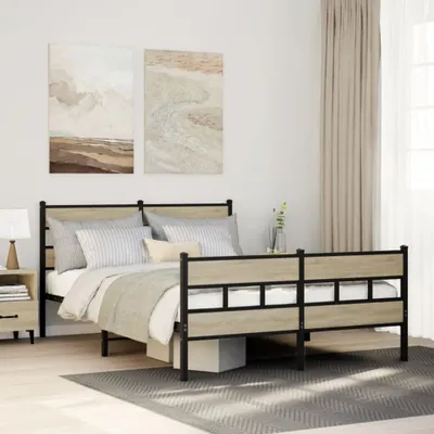 Produktbild von (NEU 2026) Metallbett ohne Matratze, Sonoma-Eiche 160x200 cm - Klassische Betten - 35.84 kg