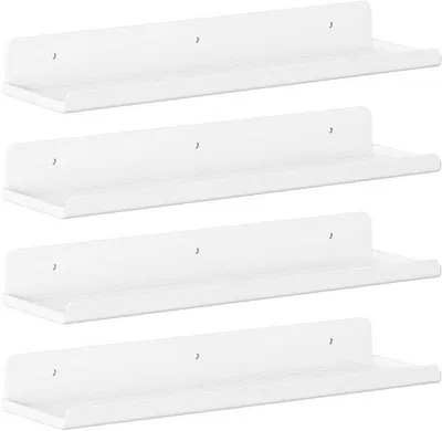 Productafbeelding van Unyqoos® Set van 4 zwevende wandplanken – Moderne wandplanken, 38,1 x 10,16 cm, draagvermogen tot 9 kg, voor opberging en decoratie