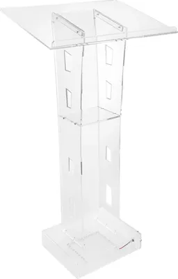 Zdjęcie produktu dla Podium akrylowe, wysokość 110 cm, niebieskie oświetlenie LED, kształt prostokątny, przezroczysty
