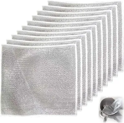 Produktbild von 10 Stück Mehrzweck Geschirrspüllappen aus Draht für Nass Trocken Kettennetz Schrubber Reinigungstuch Gusseisenreiniger Wiederverwendbar Putztücher Putzlappen Küche Zubehör Frauen Geschenk