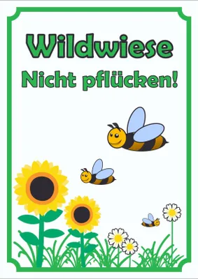 Produktbild von Schild Wildwiese Nicht pflücken hochkant A6 (105x148mm)