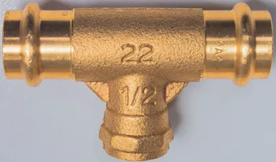Produktbild von Cornat Press-T-Stück Kupfer, ø 22 mm - 1/2 IG