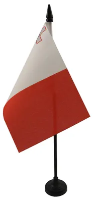 Produktbild von AZ FLAG Tischflagge Malta 15x10 cm Polyester 100D Kunststoffsockel
