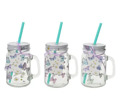 Obrázok produktu pre Hrnček na pitie s viečkom a slamkou 13cm Svetloružový / lila / biely 1 kus rôzny