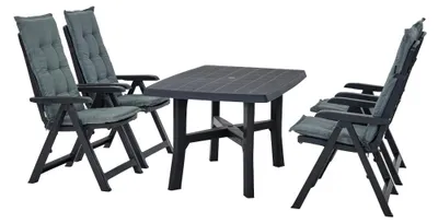 Produktbild von Pro Garden Set Tampa Klappsessel mit Tisch und Auflagen grau