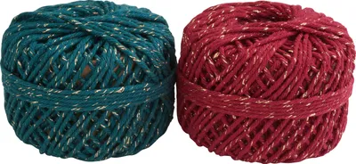 Produktbild von Baumwollkordel-Set X-Mas, 2 Knäuel, 15 m Länge, 2 mm Stärke, 8-fädig, weich, verschiedene Farben