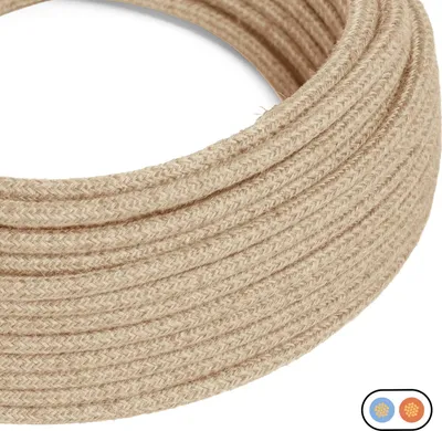 Immagine prodotto di Creative-Cables Cavo elettrico piatto, Juta PN06, effetto juta, 2x0,75 mm², 1 m
