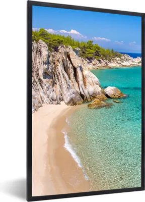 Produktbild von MuchoWow® Gerahmtes Poster Meer - Strand - Sommer 40x60 cm - Poster mit Schwarzem Bilderrahmen Wandposter Rahmen Foto Bilder - Papierdruck - Wandbilder