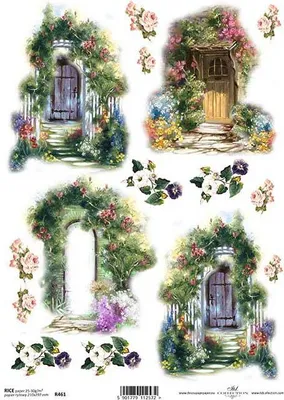 Immagine prodotto di ITD carta di riso per decoupage, porte con fiori R0461