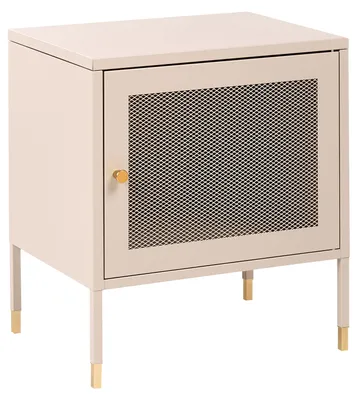 Produktbild von BELIANI Nachttisch Beige Stahl mit Gittertür Griff Rechteckig 45 x 35 x 51 cm Industriell Metallschrank für Schlafzimmer Wohnzimmer Esszimmer