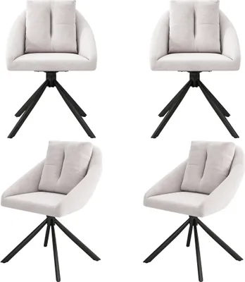 Produktbild von AIORBER Esszimmerstuhl, 4er-St,Samt,ergonomisches Design,mit Drehrollen,stabil und langlebig, Metallgestell, geeignet für Wohnzimmer, Esszimmer,Beige