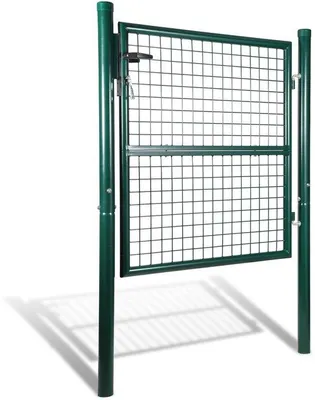 Immagine prodotto di Cancello da giardino 125x100 cm, in acciaio, con montanti, serratura, maniglia e chiave, robusto e resistente - Orto.