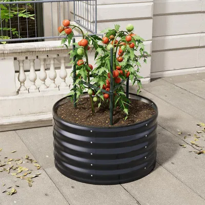 Produktbild von Livingandhome Rundes Hochbeet aus verzinktem Stahl – Langlebig, Korrosionsfest & Kinderfreundlich