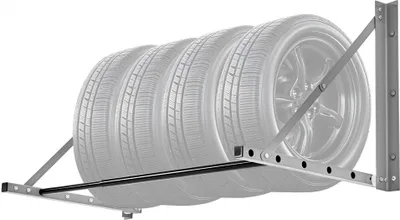 Obrázek produktu pro Skládací stojan na pneumatiky 32-48, Nástěnný úložný stojan, Nastavitelný pro garáž, Prostorově úsporný design, Robustní konstrukce