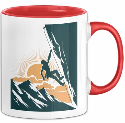 Produktbild von Kletterer Tasse Geschenkidee für Abenteuersuchende (Rot)