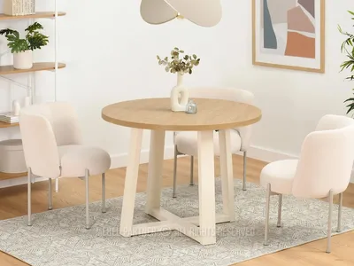 Immagine prodotto di Tavolo rotondo allungabile 100(180)x100 RAJAN - rovere pietra / crema