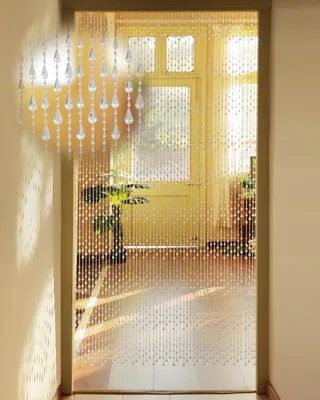 Perlenvorhang 90x200 cm, 60 Stränge, transparent, Kunststoff