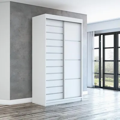 Produktbild von Schwebetürenschrank COLIN  2-türig Schrank 120 cm (Weiß, Schwarz, Sonoma)