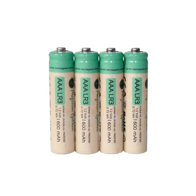 Produktbild von 4er Set Professor Optiken AAA (Micro / LR3) Nickel-Metallhydrid-Akku, 1,2 Volt mit 600 mAh (Pin) für Wildkameras, Taschenlampen, Fernbedienungen