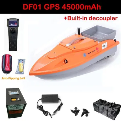 Produktbild von DF01 Futterboot ferngesteuert - GPS Köderboot 12V - Brushless Motor - 500 m Reichweite - 3 h Laufzeit - 78×30×23 cm - Orange