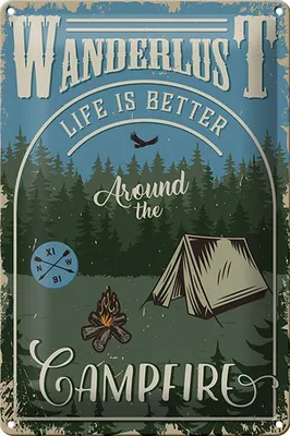 Produktbild von Blechschild Retro 20x30cm Wanderlust camping