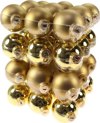 Produktbild von 36 Christbaumkugeln Glas Weihnachtskugel Kugel 57mm 5,7cm Baumschmuck Weihnachten, Farbe:gold glanz/matt