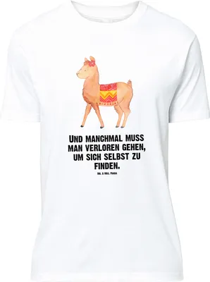 Produktbild von Mr. & Mrs. Panda Tshirt Alpaka Stolz - Weiß - Geschenk, T-Shirt mit Spruch, Shirt, Lustiges, Oversize, Lama