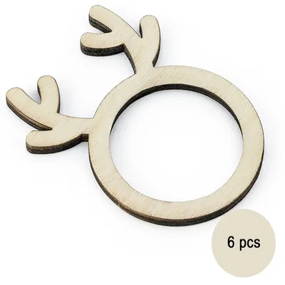 Serviettenringe Weihnachten Holz Tisch Deko Rentier 6 Stück hellbraun Weihnachts-Deko Advent Weihnachtsfeier Serviettenhalter