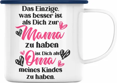 Produktbild von Trendation - Mutter Geschenk Mama Emaille Tasse Muttertag Muttertagsgeschenk Mama Emaille Tasse Spruch Emaille Emaille Tasse Spruch (Blau)