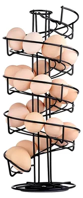 Produktbild von Eierspender aus Edelstahl im spiralförmigen Design, Eierständer für ca. 30 – 36 Eier, Schwarz