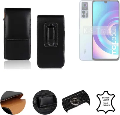 Produktbild von K-S-Trade Holster Gürteltasche Handy Hülle Schutzhülle kompatibel mit TCL 30 5G Handyhülle Leder schwarz, 1x